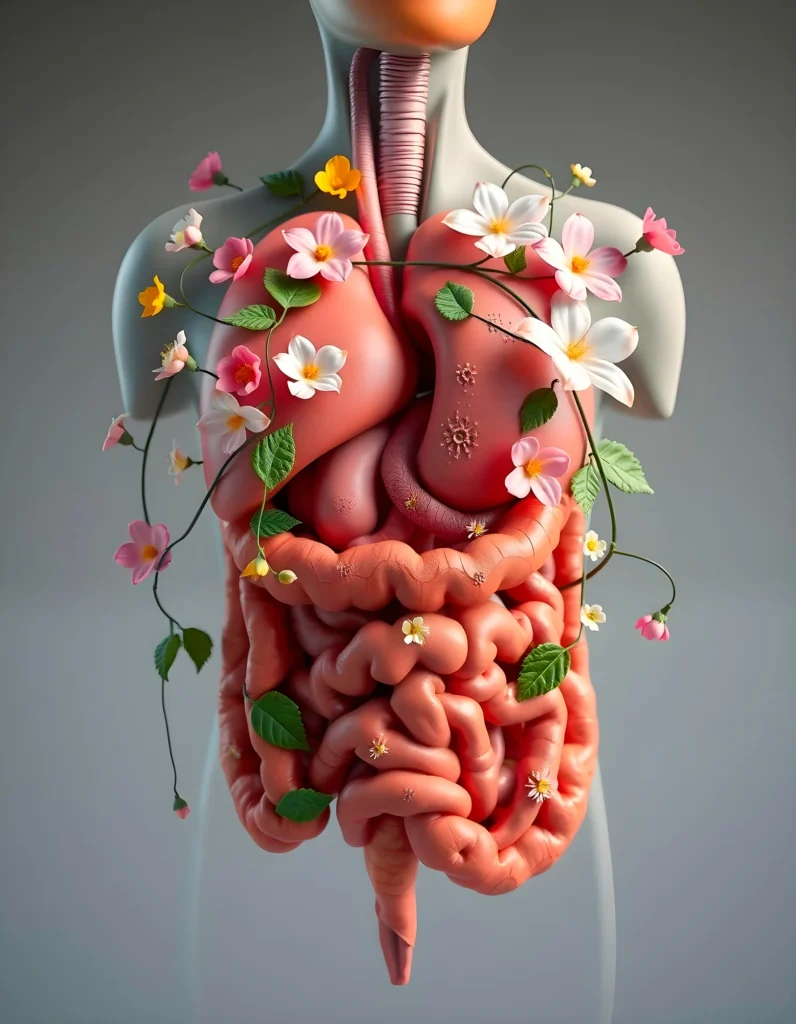 The Gut-Brain Highway: How Your Microbiome Influences Mood and Memory digital art human organs illustration